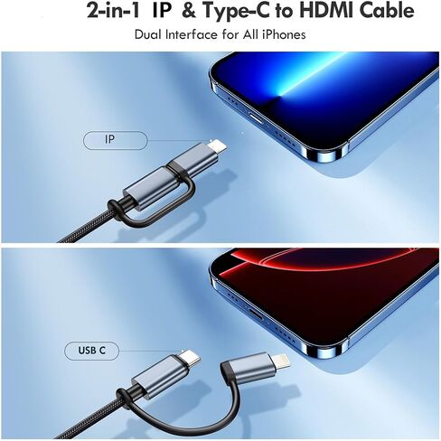 HDMI Digital AV Adapter 1080p HD Video HDMI Sync Screen and Audio Comple مع منفذ الشحن المتوافق مع iPhone 14/13/20 in Saudi Arabia