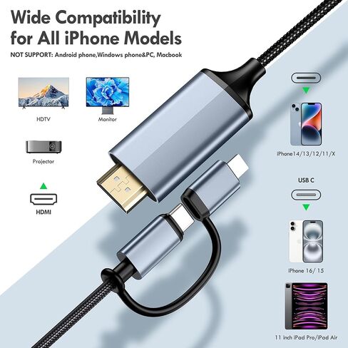HDMI Digital AV Adapter 1080p HD Video HDMI Sync Screen and Audio Comple مع منفذ الشحن المتوافق مع iPhone 14/13/20 in Saudi Arabia