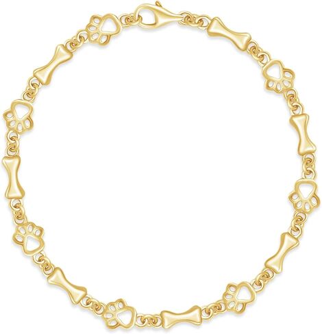 Charm Dog Paw And Bone Bracelet for Men & Womens in 14k Gold Over Sterling Silver Bangle Bracelet in Saudi Arabia