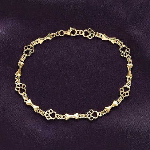 Charm Dog Paw And Bone Bracelet for Men & Womens in 14k Gold Over Sterling Silver Bangle Bracelet in Saudi Arabia