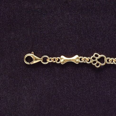 Charm Dog Paw And Bone Bracelet for Men & Womens in 14k Gold Over Sterling Silver Bangle Bracelet in Saudi Arabia