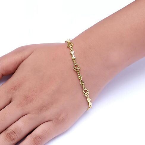 Charm Dog Paw And Bone Bracelet for Men & Womens in 14k Gold Over Sterling Silver Bangle Bracelet in Saudi Arabia