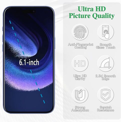 Pokolan 3 Pack Screen Protector for iPhone 16 Pro Max Tempered Glass, Full Coverage, Bubble Free, Anti-Scratch, Easy to install in Kuwait