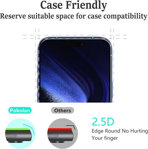 Pokolan 3 Pack Screen Protector for iPhone 16 Pro Max Tempered Glass, Full Coverage, Bubble Free, Anti-Scratch, Easy to install in Kuwait