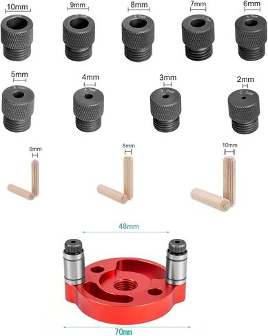 Self Centering Doweling Jig, Dowel Drill Guide 2/3/4/5/6/7/8/9/10mm Self Center Dowel Jig Handheld Drill Guide for Straight Holes Wood Panel Hole Puncher Locator Woodworking Joints Tool in Saudi Arabia