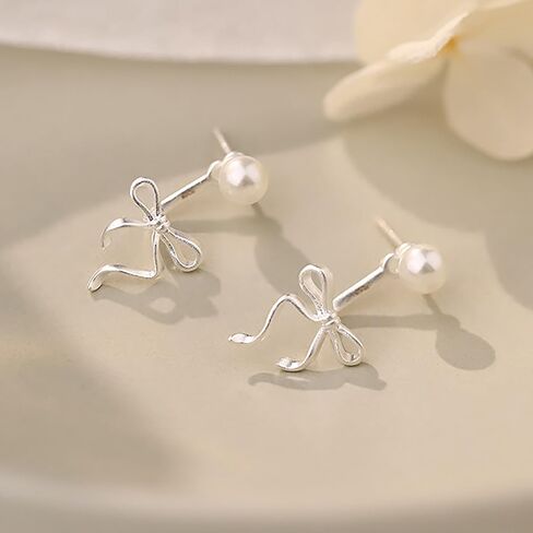 925 Sterling Silver Double Bead Bead Bead Pearl Stack arocks for Women Dainty Big Pearl Stud arring elegant Bride Wedding Engring Jewelry Histrilly Hisport in Saudi Arabia