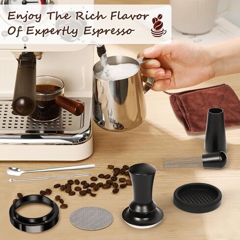 25 PCS Espresso Accessories Kit, Espresso Tamper Kit Coffee Tamper Set, 51mm Espresso Tamper with Spring Loaded Calibrated, 51mm Espresso Puck Screen and Dosing Funnel, WDT Tool, Latte Art Kit in Kuwait
