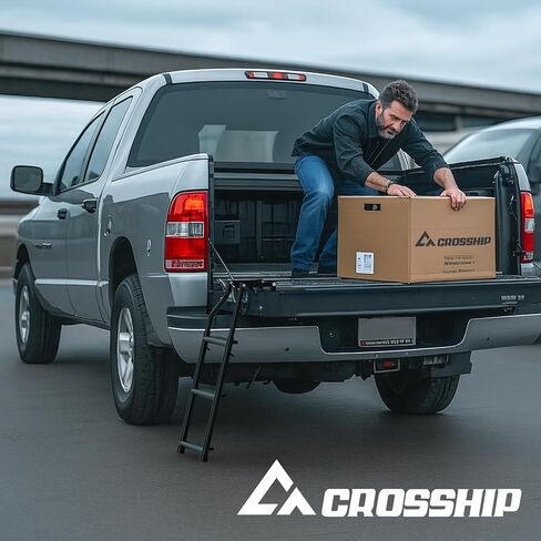 Foldable Pickup Truck Tailgate Ladder - with Non-Slip Wide Pedal, Stainless Steel Self-Drilling Screws, Sturdy Rubber Feet, Easy Install, Universal for F150, RAM 1500, F250, Tacoma in Kuwait