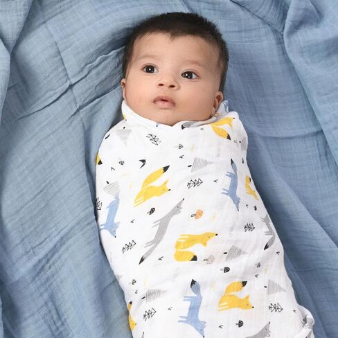 Featherhead ™ 100 ٪ Cotton Masslin Plants for Baby Girl - Large 47 "× 47" - هدية مسبقة قبل الغسيل والنيط in Kuwait