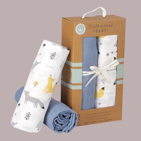 Featherhead ™ 100 ٪ Cotton Masslin Plants for Baby Girl - Large 47 "× 47" - هدية مسبقة قبل الغسيل والنيط in Kuwait