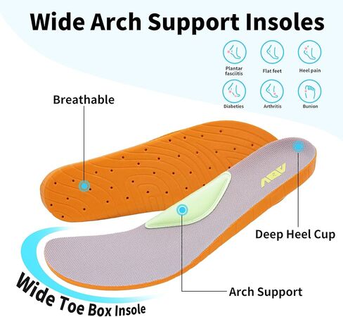 دعماً قوسًا للسيدات أحذية المشي أحذية عريض لصندوق أخمص القدمين أحذية التنس الهواء لتخفيف آلام التهاب اللفافة الأخمصية ، الحجم 6-11 in Kuwait