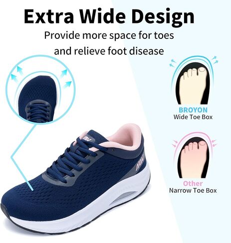 دعماً قوسًا للسيدات أحذية المشي أحذية عريض لصندوق أخمص القدمين أحذية التنس الهواء لتخفيف آلام التهاب اللفافة الأخمصية ، الحجم 6-11 in Kuwait