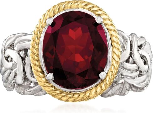 Ross-Simons 3.40 Carat Garnet Byzantine Ring in Sterling Silver and 14kt Yellow Gold in Saudi Arabia