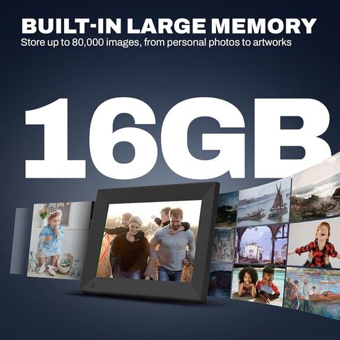 Frameo 16 بوصة FHD إطار صورة رقمي كبير wifi مع مكبر صوت Bluetooth ، 64 جيجابايت إضافية إلكترونية كبيرة إطار إطار الشاشة اللمس ، شارك على الفور الصور/مقاطع الفيديو عبر التطبيق والبريد الإلكتروني لأمي عيد الميلاد in Kuwait