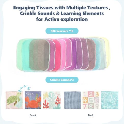 لعبة Youuys Wooden Baby Box Toy - لعبة Montessori Tissue Box للأطفال لمدة 12 شهرًا مع 3 كتل الشكل و 8 ورق حريري ، هدايا طفل رضيع للأطفال 12 18 شهرًا عيد ميلاد الأطفال in Kuwait