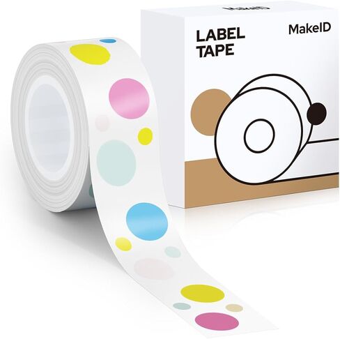 MakeID L1 E1 Label Maker Tape Refills, 9mm x 4m (0.35" x 13') Continuous Sticker Thermal Laminated Waterproof Self-Adhesive Multipurpose Labeling Tape Replacement in Kuwait