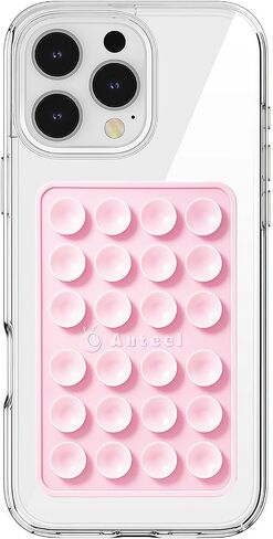 PKYAA Anteel Max - Silicone Suction Phone Case Adhesive Mount, Upgraded Super Strong Grip, Durable, Easy to Use, Hands-Free Sticky Phone Holder for Selfies, Tiktok Videos, 2.56"x3.94" (Light Pink) in Kuwait