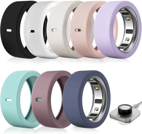 8 Pack Ring Protector Compatible with Oura Ring Gen 4/Oura Ring Gen 3, Silicone Oura Ring Cover Working Out Accessories Men Women, Direct Charging with Cover-M for 8 9 10 11 in Kuwait