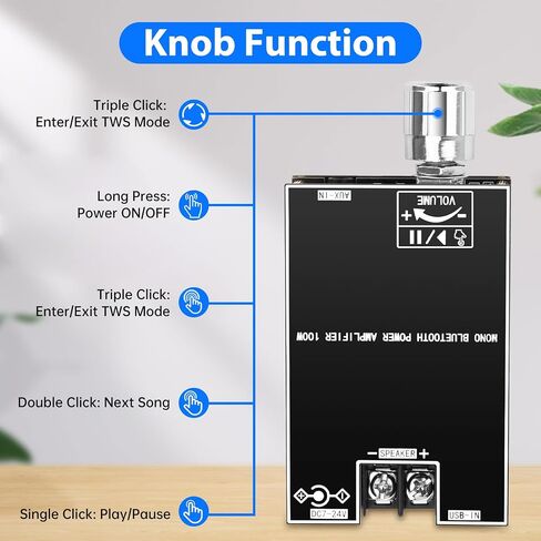 Amplifier Board,50W 2.0 Channel Bluetooth Amp Board with Treble and Bass Control,DC 12-24V, Bluetooth and AUX Inputs, Audio Amp Board for Home DIY Wireless Speakers, Password Free(ZK-502T) in Kuwait