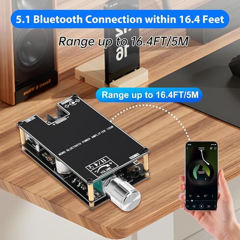 Amplifier Board,50W 2.0 Channel Bluetooth Amp Board with Treble and Bass Control,DC 12-24V, Bluetooth and AUX Inputs, Audio Amp Board for Home DIY Wireless Speakers, Password Free(ZK-502T) in Kuwait