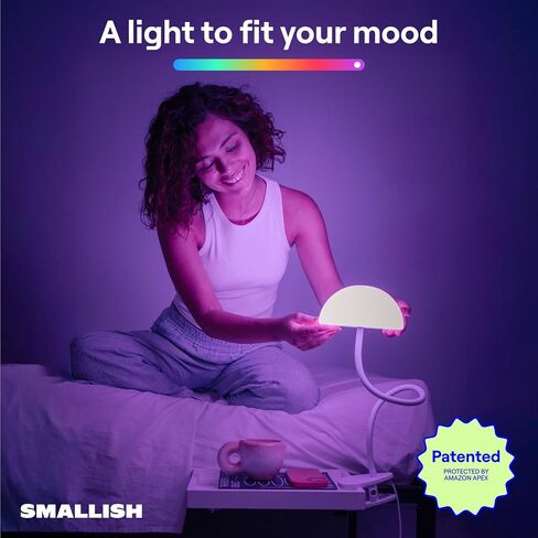 Shroommate Clip On Light and Bedside Table Lamp, Reading Light, Night Light for Kids Nursery, Clip on for Desk, Bed Headboard, Multicolor Changing LEDs Lights, Adapter Included (Black) in Saudi Arabia