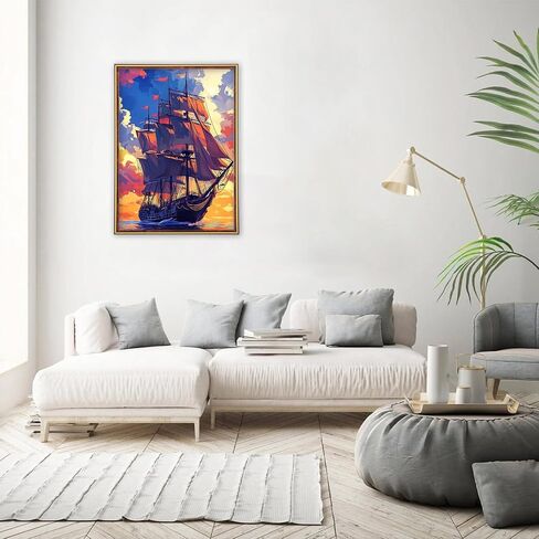 MEIYUDA Winter Snow Scene Diamond Art Kits for Adults, 5D Abstract House Diamond Art Painting for Beginners, DIY Winter House Diamond Painting Full Drill Crystal Craft Kits for Home Wall Decor 12x16in in Kuwait