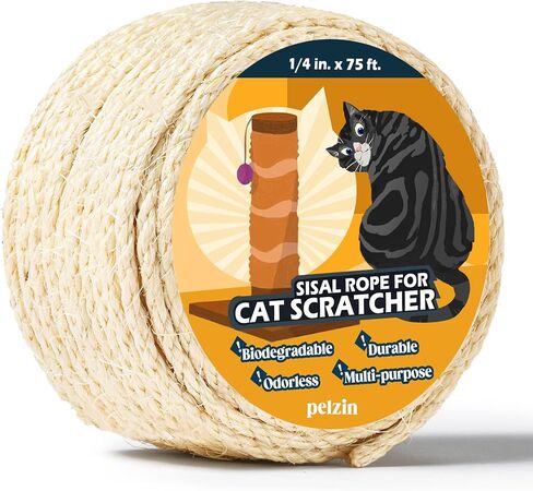 Natural Sisal Rope for Cat Scratcher and Scratching Post 1/4 Inch, 50 Feet in Saudi Arabia