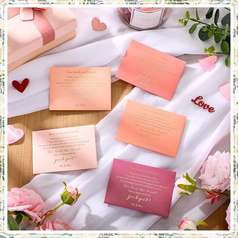 100 Pack Lottery Ticket Holders Pink Invitation Envelopes Lottery Ticket Envelopes Wedding Favors for Guests Cute Envelope Holder with Heart Shaped Clasp for Bridal Shower, 4.3 x 3.15 Inches in Saudi Arabia