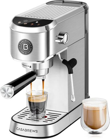 CASABREWS Espresso Machine 20 Bar, Professional Espresso Maker with Milk Frother Steam Wand, Compact Stainless Steel Cappuccino Latte Machine with 34oz Removable Water Tank and Touchscreen, Silver in Saudi Arabia