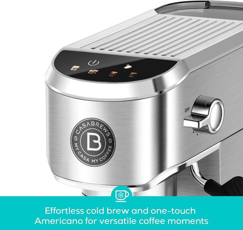 CASABREWS Espresso Machine 20 Bar, Professional Espresso Maker with Milk Frother Steam Wand, Compact Stainless Steel Cappuccino Latte Machine with 34oz Removable Water Tank and Touchscreen, Silver in Saudi Arabia