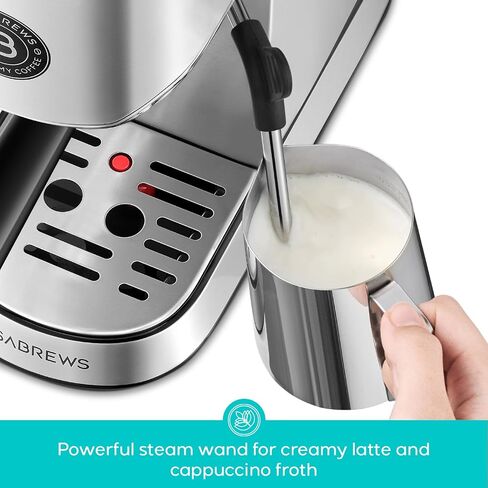 CASABREWS Espresso Machine 20 Bar, Professional Espresso Maker with Milk Frother Steam Wand, Compact Stainless Steel Cappuccino Latte Machine with 34oz Removable Water Tank and Touchscreen, Silver in Saudi Arabia