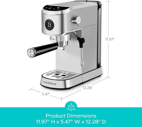CASABREWS Espresso Machine 20 Bar, Professional Espresso Maker with Milk Frother Steam Wand, Compact Stainless Steel Cappuccino Latte Machine with 34oz Removable Water Tank and Touchscreen, Silver in Saudi Arabia