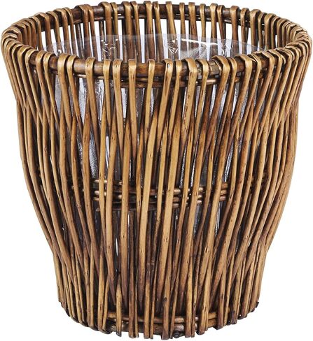 Household Essentials Small Reed Willow Waste Basket, Handwoven Basket with Removable Liner, Attractive Alternative to Plastic or Metal Cans, Brown in Kuwait