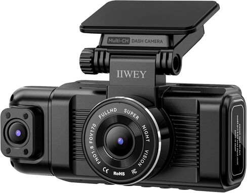 iiwey n7 3 قناة داش كاميرا الأمامية والخلفية داخل 3K+1080p+1080p مع بطاقة SD 128 جيجابايت ، 4K+1080p مقدمة دبوسة الكاميرا وداخل 5 جيجا هرتز ، الكاميرا الجانبية القابلة للدوار للسيارة ، 24/7 التسجيل ، الرؤية الليلية الأشعة تحت الحمراء in Kuwait