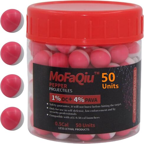 50 Caliber Pepper Projectiles (1% OC+4% PAVA) Ultrafine Powder Blend Pepper Ball - Laser weldingwithout Leakage It is Safer,Compatible with All .50 Caliber Pepper Ball launchers in Saudi Arabia