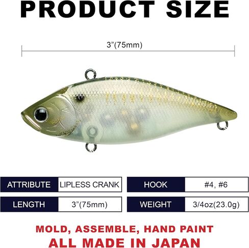LUCKY CRAFT LV-500 MAX, 426 Gold Threadfin Shad, Lipless Crankbait, Freshwater Bass Fishing Lure, Lucky Vibration, Sinking Lures, Long-Casting Crankbait, Premium Fishing Gear and Accessories in Saudi Arabia