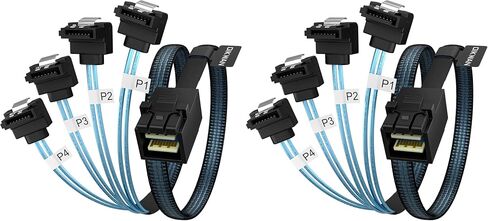 Mini Mini SAS إلى SATA Cable ، SFF-8643 إلى SATA إلى الأمام المتوافقة مع محرك الأقراص الثابتة لجهاز التحكم في RAID (3.3 قدم) in Kuwait