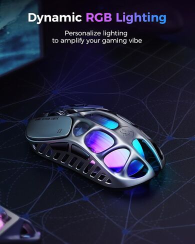 GravaStar Mercury X Pro Wireless Gaming Mouse, Come with 8K Dongle – 32,000 DPI PAW 3950 Sensor, 8,000Hz Polling Rate, Only 49g, Magnesium Alloy Hollow Frame, RGB Lighting, 5 Programmable Buttons in Saudi Arabia