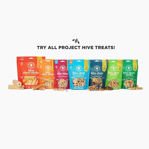 حلوى خلية النحل للكلاب، عبوتان - صحية، معتمدة على مشروع غير معدّل وراثيًا، بنكهة زبدة الفول السوداني الطبيعية، مضغ نباتي طبيعي، صنع في الولايات المتحدة الأمريكية (عصي المضغ، السلالات الكبيرة) in Kuwait