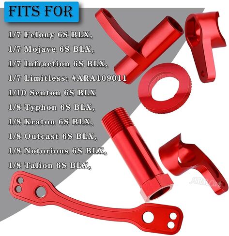 مجموعة كرنك جرس التوجيه تناسب Arrma 1/8 Typhon Kraton Mojave Outcast Felony Infraction Notorious 6S BLX، موفر مؤازر لرف التوجيه من الألومنيوم، أجزاء ترقية RC Hop up (أحمر) in Kuwait