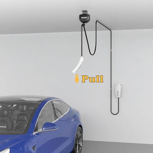 EV Charger Cable Retractor - 11.5ft Wall Mount Automatic Retractable Cable Organizer for Electric Vehicle Charging, Universal Fits 95% of EV Charging Cables in Kuwait