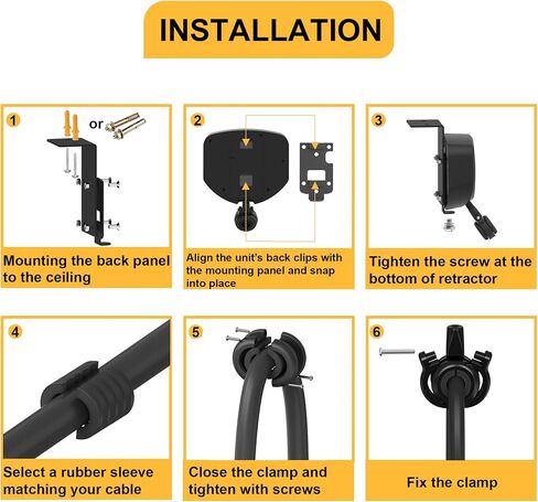 EV Charger Cable Retractor - 11.5ft Wall Mount Automatic Retractable Cable Organizer for Electric Vehicle Charging, Universal Fits 95% of EV Charging Cables in Kuwait