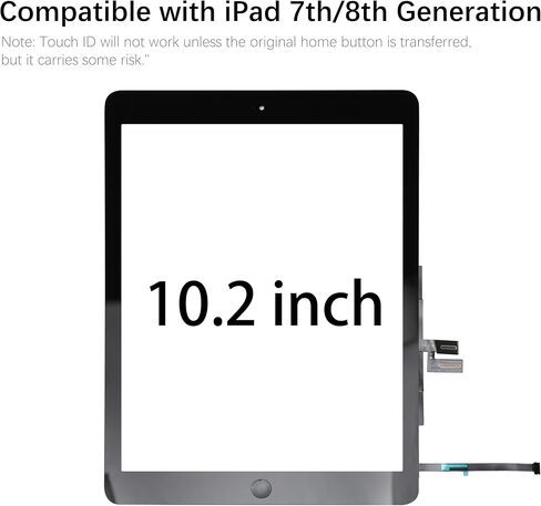 Screen Replacement for Ipad 7th Generation - Digitizer Replacement Parts Kits for Ipad 7th 8th 10.2 Inch Model A2197 A2198 A2200 A2270 A2428 A2429 A2430 with Home Button & Repair Tools (Black) in Saudi Arabia
