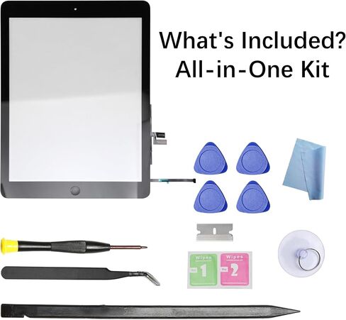 Screen Replacement for Ipad 7th Generation - Digitizer Replacement Parts Kits for Ipad 7th 8th 10.2 Inch Model A2197 A2198 A2200 A2270 A2428 A2429 A2430 with Home Button & Repair Tools (Black) in Saudi Arabia