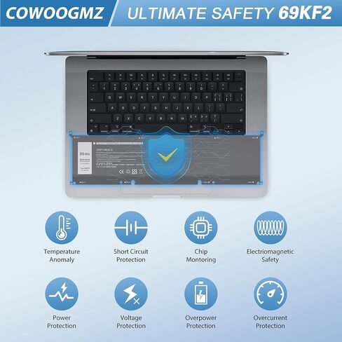 New F62GO Battery for Dell Inspiron 13 Dell Inspiron 13 5370 7000 7370 7373 7380 7386 2-in-1 P83G P87G P91G P83G001 P83G002 P87G001 Vostro 13 5370 Series 039DY5 0F62G0 RPJC3 0RPJC3 F62GO 11.4V 38Wh in Kuwait