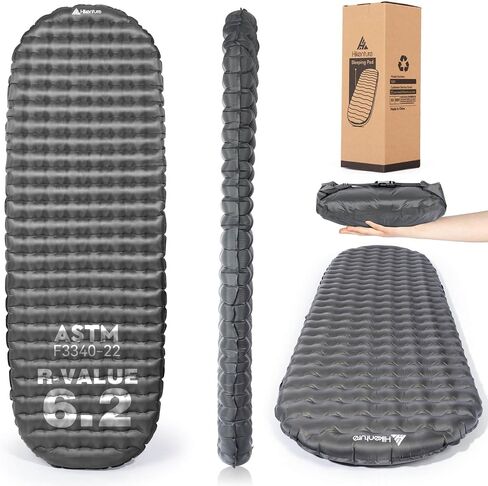 Hikenture Pad Sleeping Pad R-value 6.2 مرتبة التخييم المعزولة للطقس البارد مع كيس المضخة (1201-A1) in Kuwait