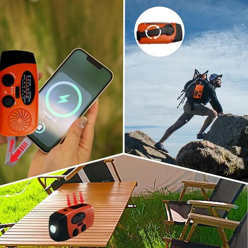 2000mAh Portable Emergency Hand Crank & Solar Panel SOS Weather Radio, Self Powered NOAA/AM/FM Radios with SOS Alarm, 3-Mode Flashlight (Red) in Kuwait