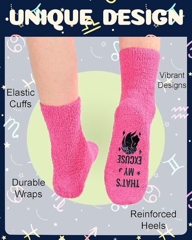 Funny Cancer Zodiac Gifts for Women - Birthday Astrology Constellation Horoscope Gifts, Fuzzy Space Galaxy Socks for Women Teen Girls in Kuwait