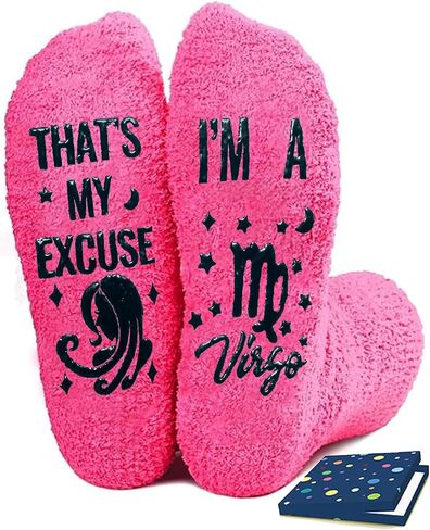 Funny Cancer Zodiac Gifts for Women - Birthday Astrology Constellation Horoscope Gifts, Fuzzy Space Galaxy Socks for Women Teen Girls in Kuwait