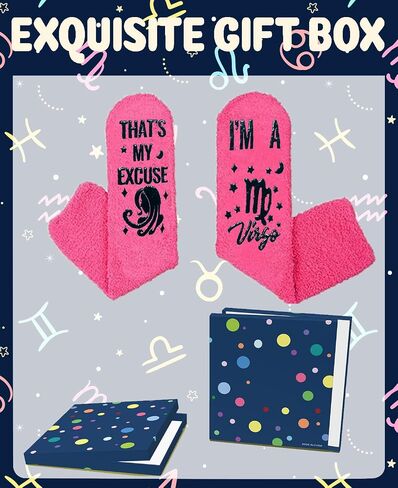 Funny Cancer Zodiac Gifts for Women - Birthday Astrology Constellation Horoscope Gifts, Fuzzy Space Galaxy Socks for Women Teen Girls in Kuwait